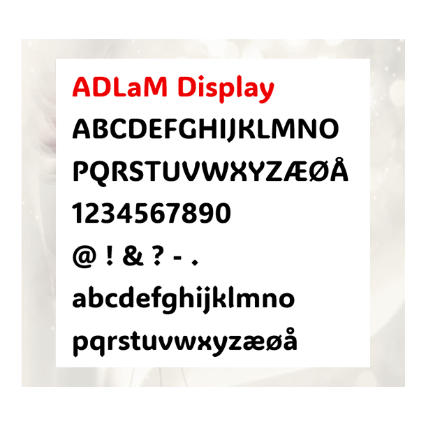 ADLaM Display  komplet bogstavst (store + sm bogstaver)