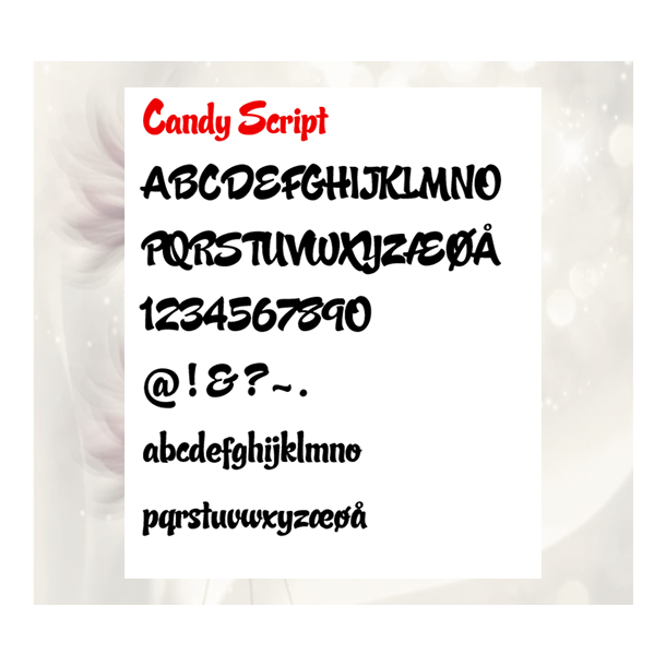 Candy Script  komplet bogstavst (store + sm bogstaver)