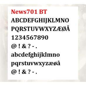 News701 BT � komplet bogstavs�t (store + sm� bogstaver)
