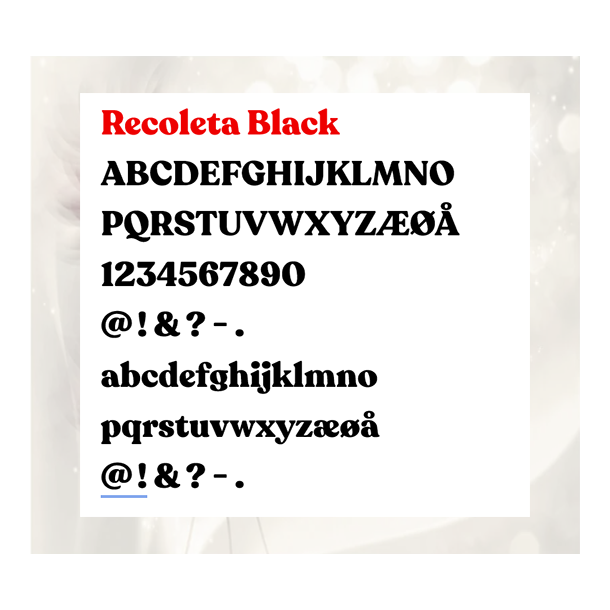 Recoleta Black  komplet bogstavst (store + sm bogstaver)